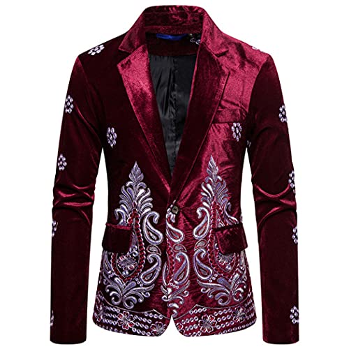 Mens Blue Velvet Floral Blazer, Silver Thread Embroidery Single Button Wedding Suits Coat, Social Veste Jacket4