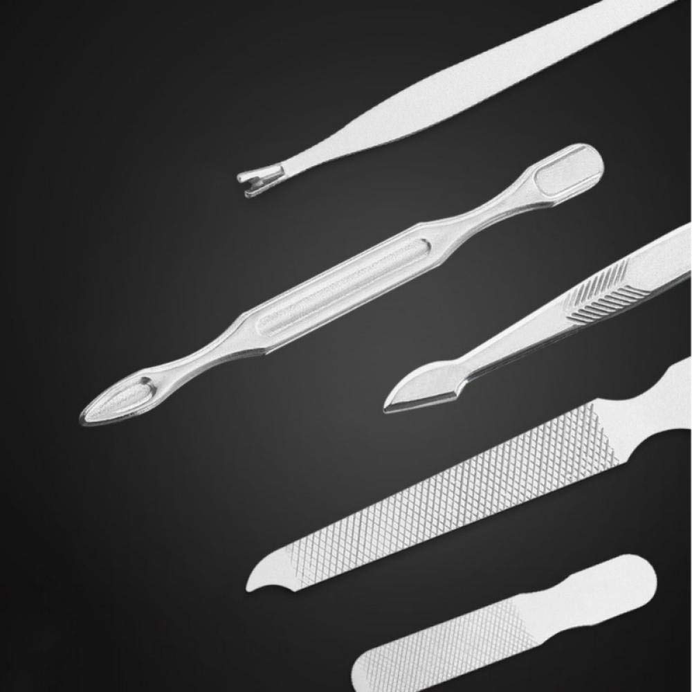 Ensemble de manucure 18pcs Kit de Coupe-Ongles Professionnel Outils de Soins de pédicure, kit de toilettage en Acier Inoxydable avec étui de Voyage en Cuir-Marron_18 pièces (Marron 18)