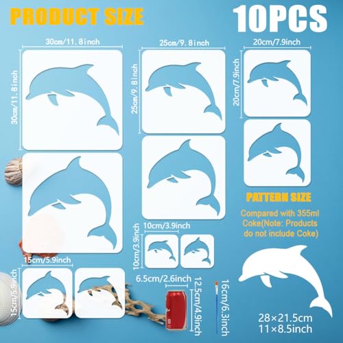 Pochoir dauphin FINGERINSPIRE en PET réutilisable pour dessin et peinture créative - 5