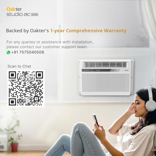 Image of Oakter 0.5 Ton Inverter Studio AC 5000 (2026 Model) 3 Star | 6 Amp Plug | Low Power Consumption | 50C Cooling | Surge Protection | Anti-Dust Filter | Ideal for 75 sq.ft Rooms