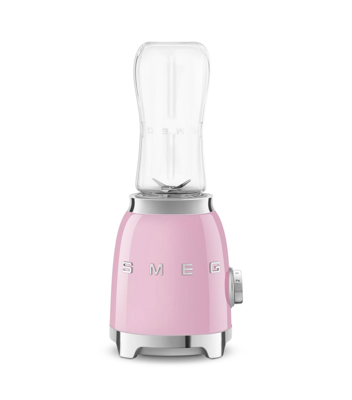 Smeg, Mini-​blender Compact PBF01PKEU, 2 Niveaux de Vitesse, Blocage Moteur de Sécurité, 2 bouteilles de 600 ml Fournies, Base Antidérapante, Range cordon Intégré, 300W, Rose