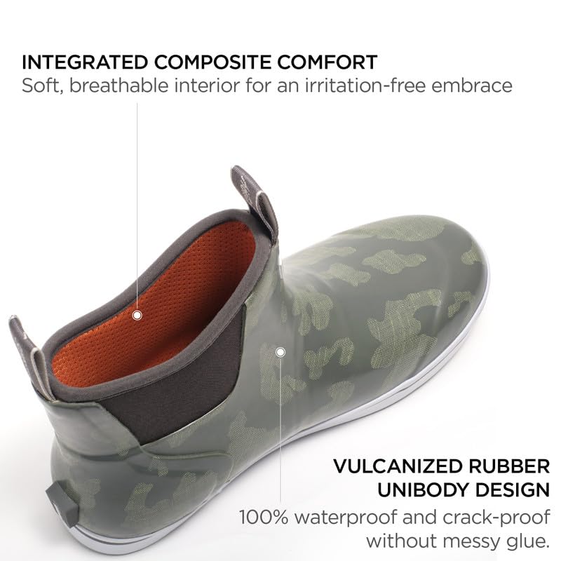 Image of SUREWAY Men's Ankle Fishing Deck Boots for Men-Waterproof,Professional Non-Slip Soles for Wet Slippery Surface,Neoprene Rubber Rain Boot /Shoes for Hunting Boating Gardening