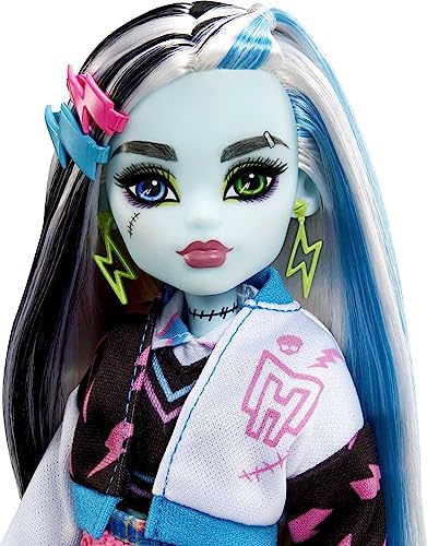 Muñeca Monster High Frankie Stein con accesorios y mascota miniatura 3