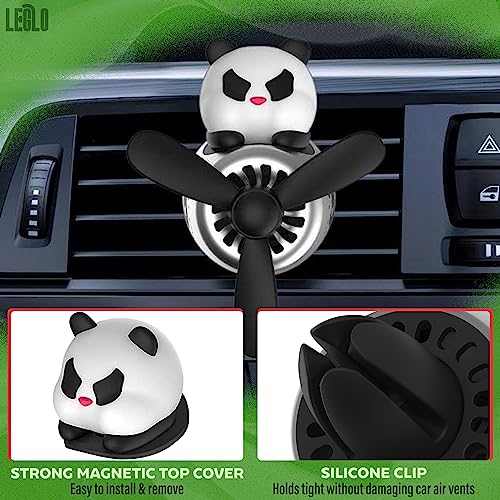 Image of Panda Cute Car Air Freshener Diffuser - Panda Aromatherapy Diffuser Car Air Fresheners Vent Clips Cute Freshener Rotating Fan