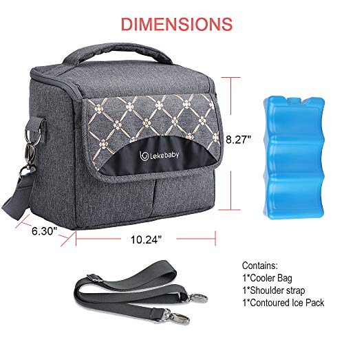 image for Lekebaby Breast Milk Cooler Bag with Contoured Ice Pack Fits 6 Breastm
