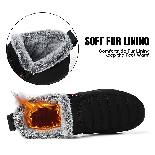 SHIBEVER Womens Snow Boots Ankle Booties Waterproof Winter Boots Synthetic Leather Side Zip Fashion Boots2