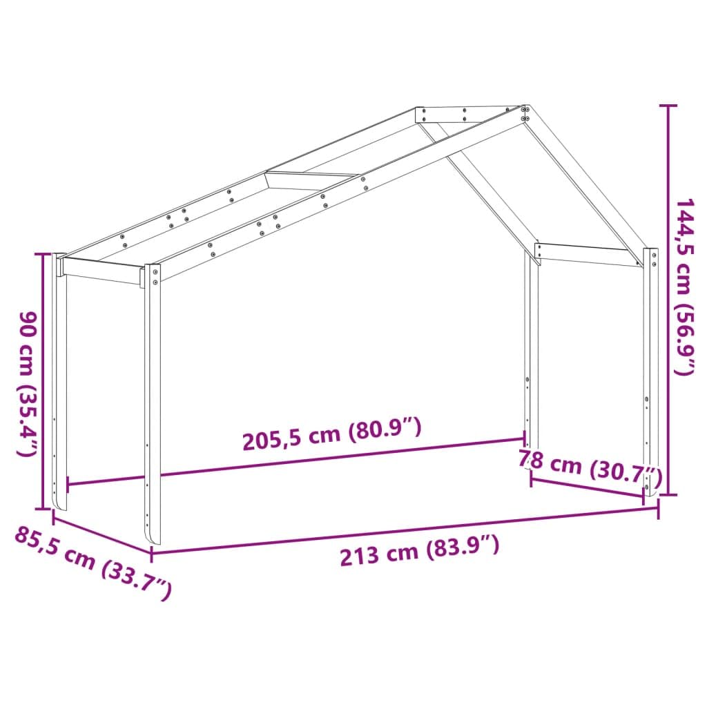 Toshilian Toit de Lit Cabane Enfant,Toit de lit pour Enfants 213x85,5x144,5 cm Bois de pin Massif
