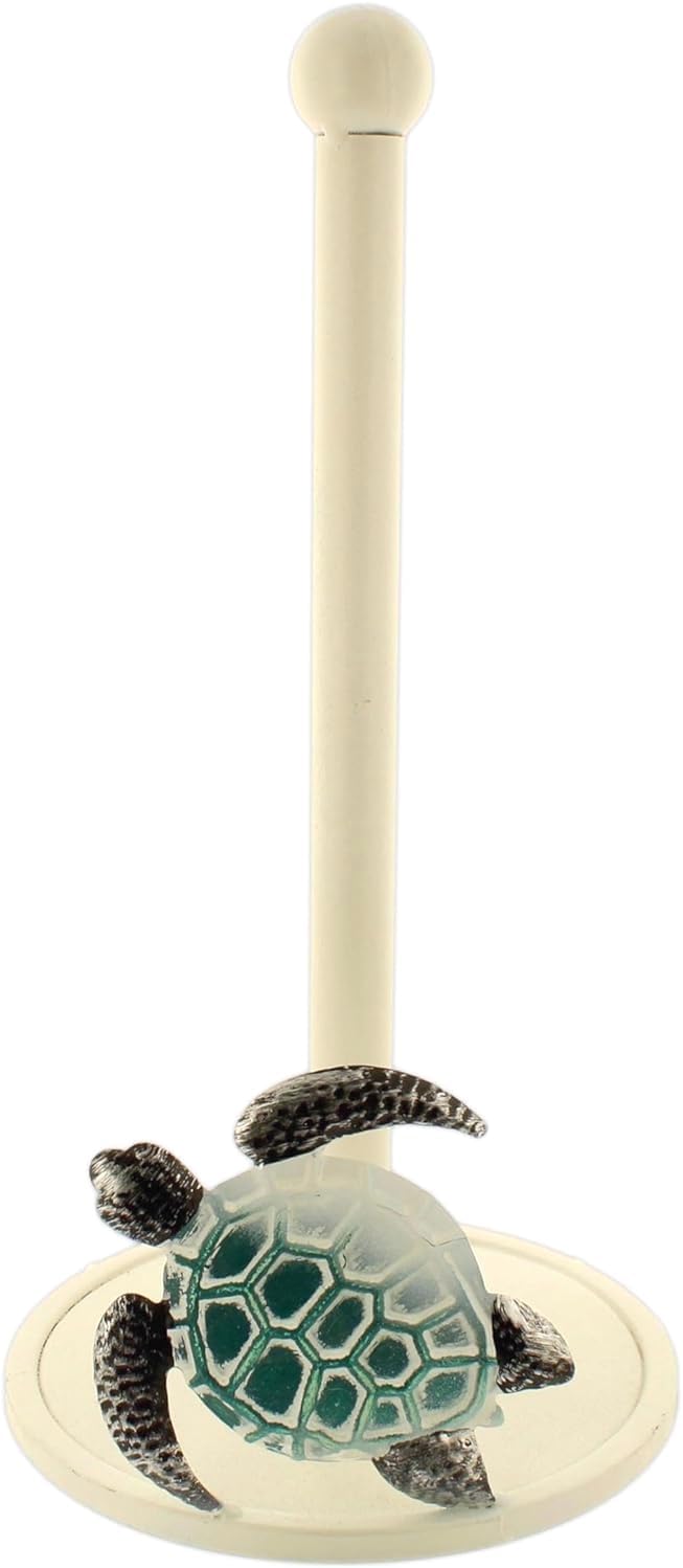 The Bridge Collection Sea Turtle Paper Towel Holder - Nautical Ocean Themed Accent for Beach House Countertops and Coastal Kitchen Decor