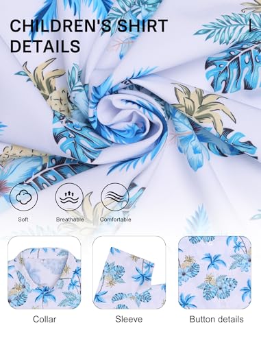 Image of Hawaiian Shirt for Boys Button Down Wrinkle Free Shirt Short Sleeve Funny Beach Casual Summer Print Top for Kids 4-15 Years