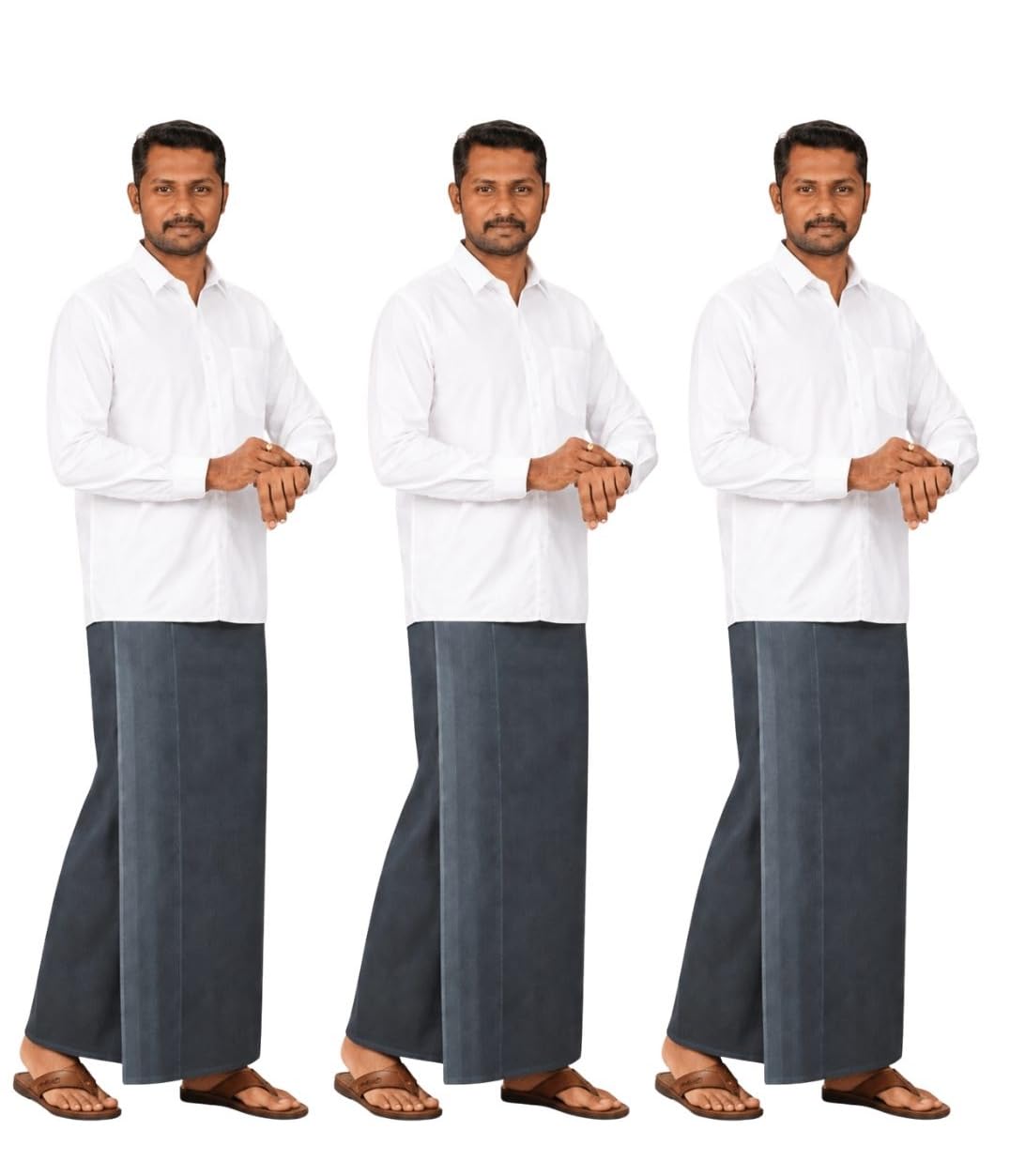 Texpro Men's Colour Cotton Dhoti | Veshti with Small Border | Traditional South Indian Ethnic Wear | Wedding, Festival, Temple & Daily Wear, 2.0meter (Pack of 2)-picture-10