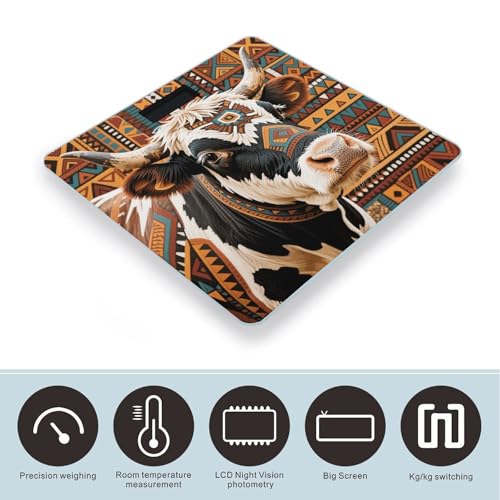 Báscula de baño digital Aztec Ethnic Tribal Cow miniatura 3