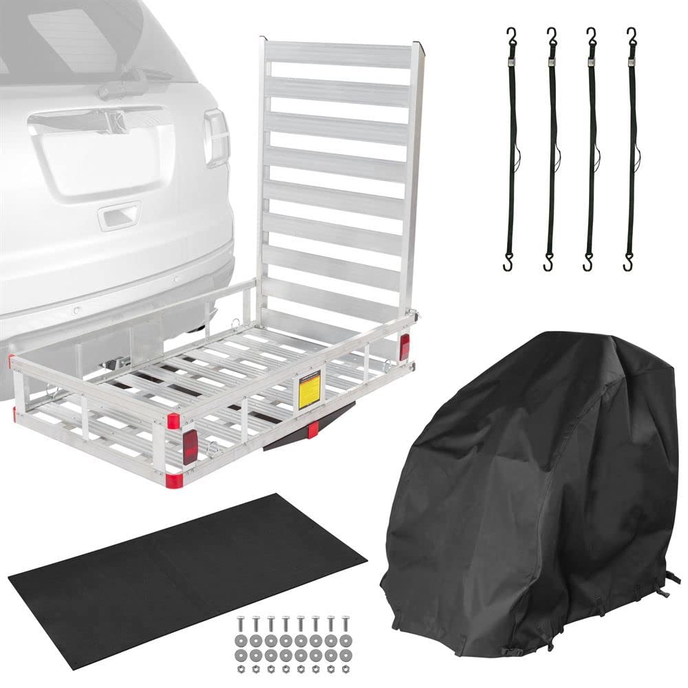 Powerchair Carrier Mat Cover 500 lb Cap Silver Spring | 500 lb Aluminum carrier 4 cam straps mat power chair cover loading ramp Class IIIIV 2 Hitch product thumbnail 3