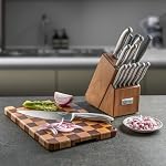 Couteau bloc avec ensemble de couteaux de cuisine 14 Pièces et coupe de bois Couteau en acier inoxydable pour la cuisine Home Essentials Couteaux Chef, Poignée antidérapante, Coutelles Steak 6