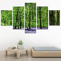 SIGNWIN 5 Panel Canvas Wall Art Modern Art Dramatic Forest Multicolor Photography Romantics Scenic for Home Decorations Ready to Hang - 60