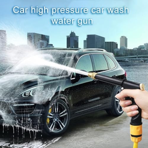 Image of UCRAVO Metal, Rubber 1 Pc Mini Washer Gun Nozzle, Black, High Pressure Car Wash Trigger Nozzle, Multi-Pattern Spray Gun for Cleaning, Gardening, and More