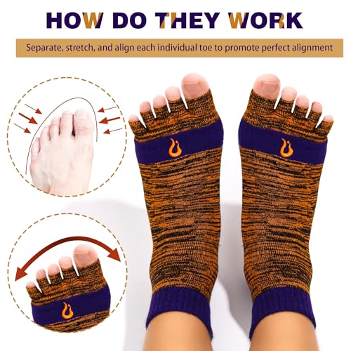 Image of KAVIAR Toe Separator Socks, Foot Alignment Socks with Toe Separators,Split Toe Socks,Yoga Sports Gym Socks for Men or Women