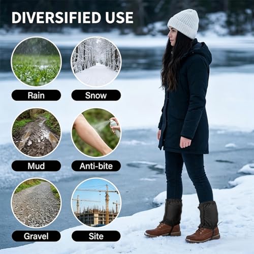 Image of GUSTAVE Hiking Leg Gaiters, Adjustable Outdoor Boot Gaiters with Hook and Loop & Strap, Lightweight Waterproof & Snowproof Lower Leg Protection for Trekking, Skiing, Mountaineering