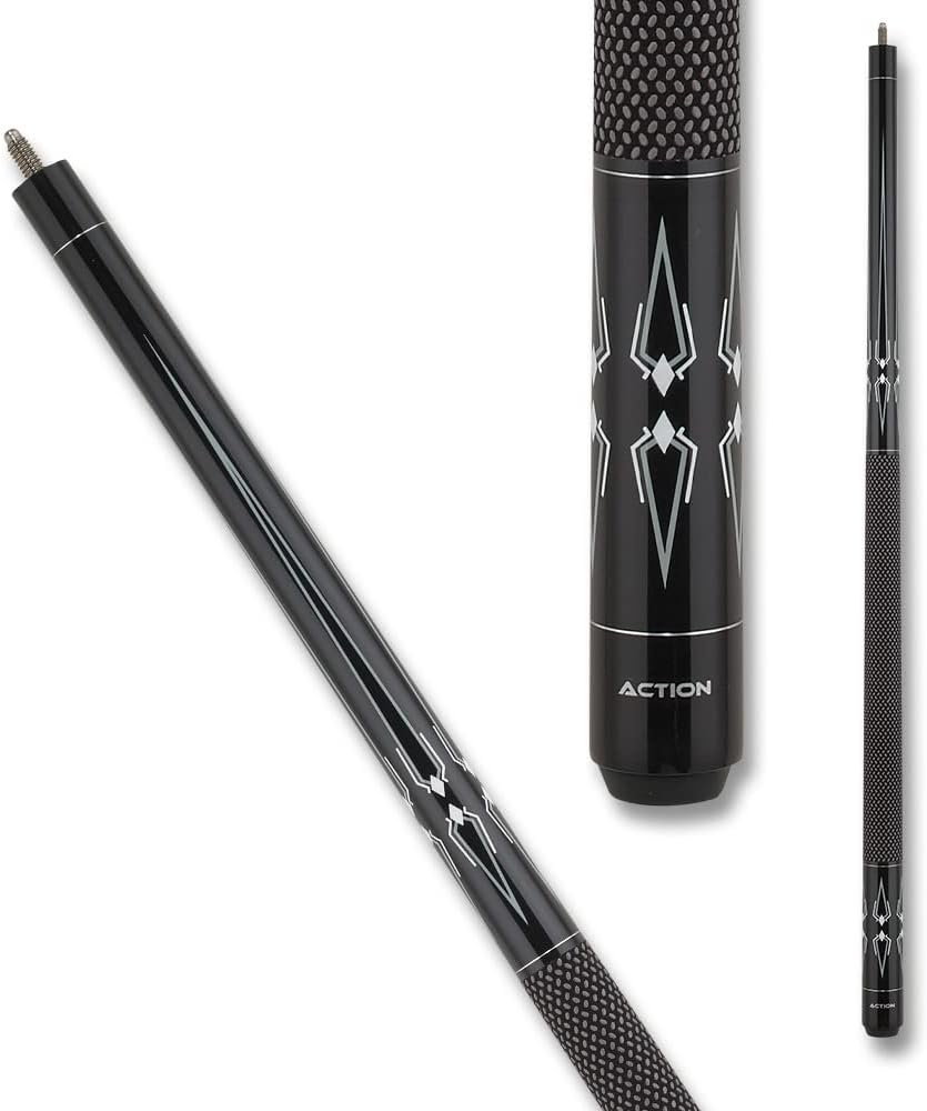 Action Black & White Billiards Pool Cue Stick - Grey Speers w/White Diamonds