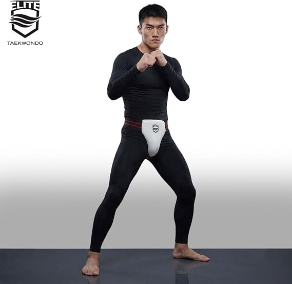 Ergonomic Male Groin Protector - Adult & Youth Sizes - Lightweight Impact-Absorbing Protective Cup with Secure Non-Slip Elastic Straps for Taekwondo Competition & Sparring