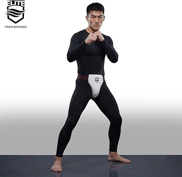 Ergonomic Male Groin Protector - Adult & Youth Sizes - Lightweight Impact-Absorbing Protective Cup with Secure Non-Slip Elastic Straps for Taekwondo Competition & Sparring