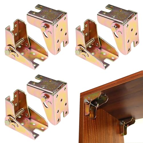4 Piezas Bisagras Plegables, Patas de Mesa Plegables con Bloqueo, Articulación de 90 grados con Auto Seguro, Soporte Plegable para Piernas de Mesa, Herrajes para Patas de Muebles Cama Mesas Plegables