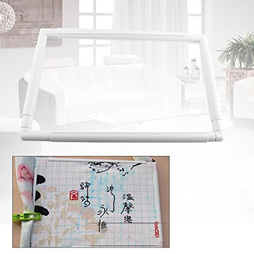 Sheens Bastidor de Bordado de plástico Marco de Punto de Cruz Blanco Marco de Clip de artesanía para Bordado y Punto de Cruz(27.9 * 27.9cm)