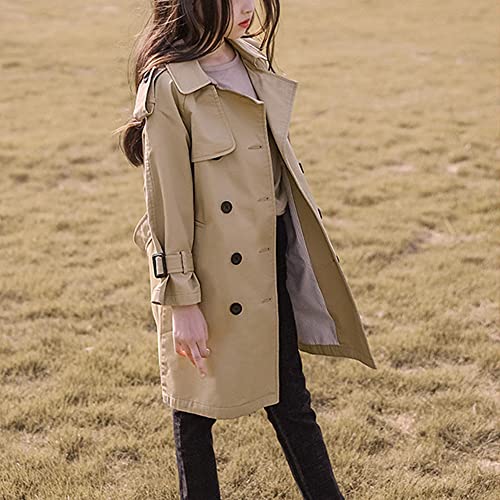 Kids Girls Windbreaker Jacket Double Breasted Jacket Trench Coat Outerwear with Pockets4