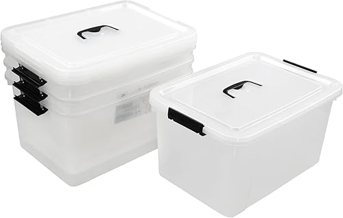 Miniatura 7 de Fiazony - Caja de almacenamiento transparente de 17,5 L, con tapas, 4 unidades