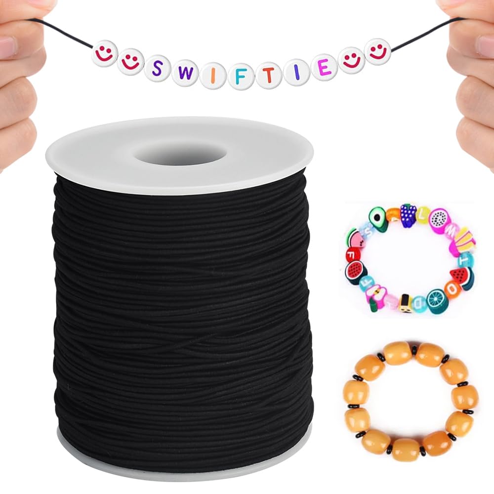 Fil Élastique Pour Bracelet WEXFFU - 1mm X 100m - Nylon Blanc Et Noir - Pour Perles Et DIY
