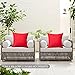 SOFJAGETQ Red Outdoor Pillow Covers, Waterproof Throw Pillow Covers 18x18 inches, Durable Vibrant Decorative Cushion Shem for Patio Funiture, Garden, Outdoor Sofa, Swing, 2PCs