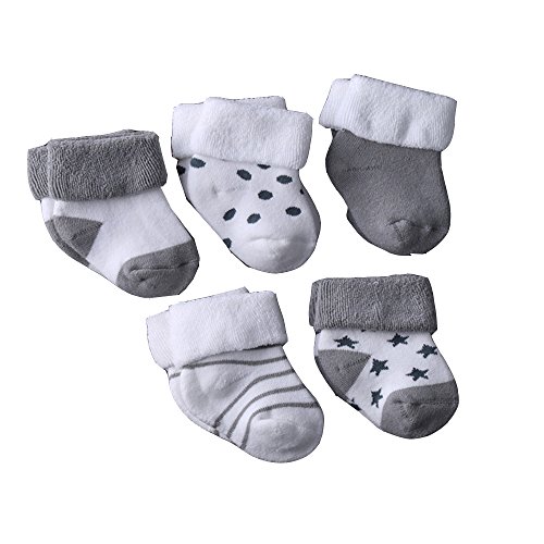 Image of Evelin LEE Kids Unisex Baby Toddler Soft Socks 5 Pairs Crew Walkers Newborn Gift