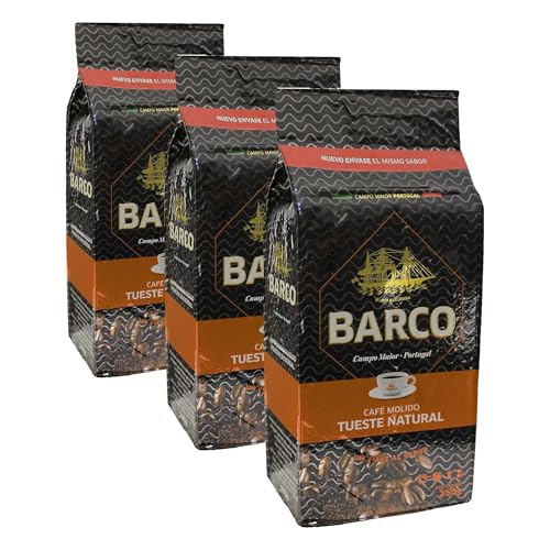 Barco Natural - Café Molido - Gran intensidad - Tueste Natural - Sabor Pronunciado y Aromático - 250 g (Paquete de 3)