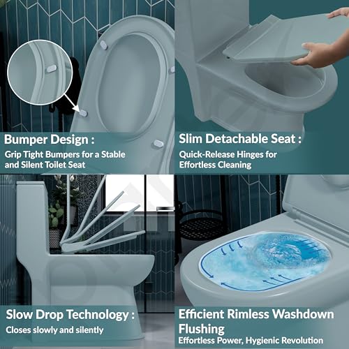 Image of Plantex Ceramic One-Piece Commode with Counter-Top Basin for Bathroom /Rimless Western Toilet /Bathroom Wash Basin - S Trap Commode - Ocean