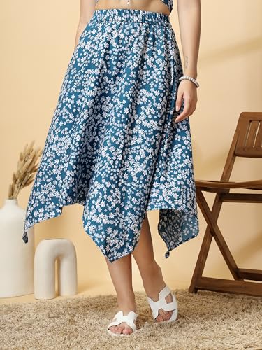 Image of OOMPH! Long Skirts for Women with Handkerchief Hem