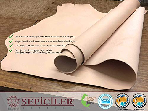 Sepici | Import Tooling Leather 5/6 Oz Pre-Cut 12X12 12X24 & 24X24 Vegetable Tanned Full Grain For Craftsman And Artisans (12"X12") #TOP3