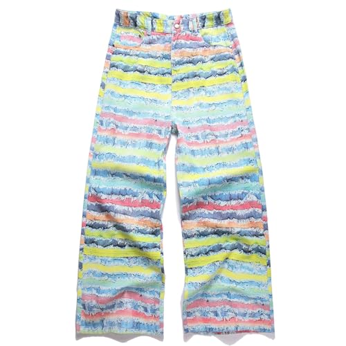 Men Loose Y2K Stripe Print Wide Leg Jeans - Main Image