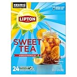 Lipton Southern Sweet Black Tea K-Cup Pods 24-Count Rainforest Alliance Certified Iced Tea for Keurig Coffee Makers with Real Tea Leaves and Natural Sweetness Brew Hot over Ice