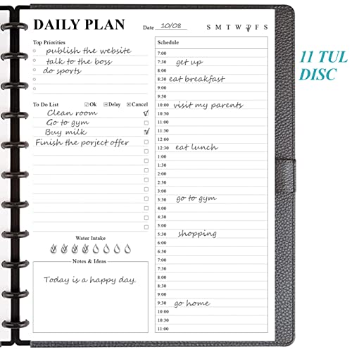 Zgmj Undated Daily Planner Refill - A4 Day Planner Insect To Do List, 100 Sheets/200 Pages Planner And Lined Refill, 11 Disc Hole Punched, 100 Gsm White Paper, 8.5'' X 11'' #TOP2