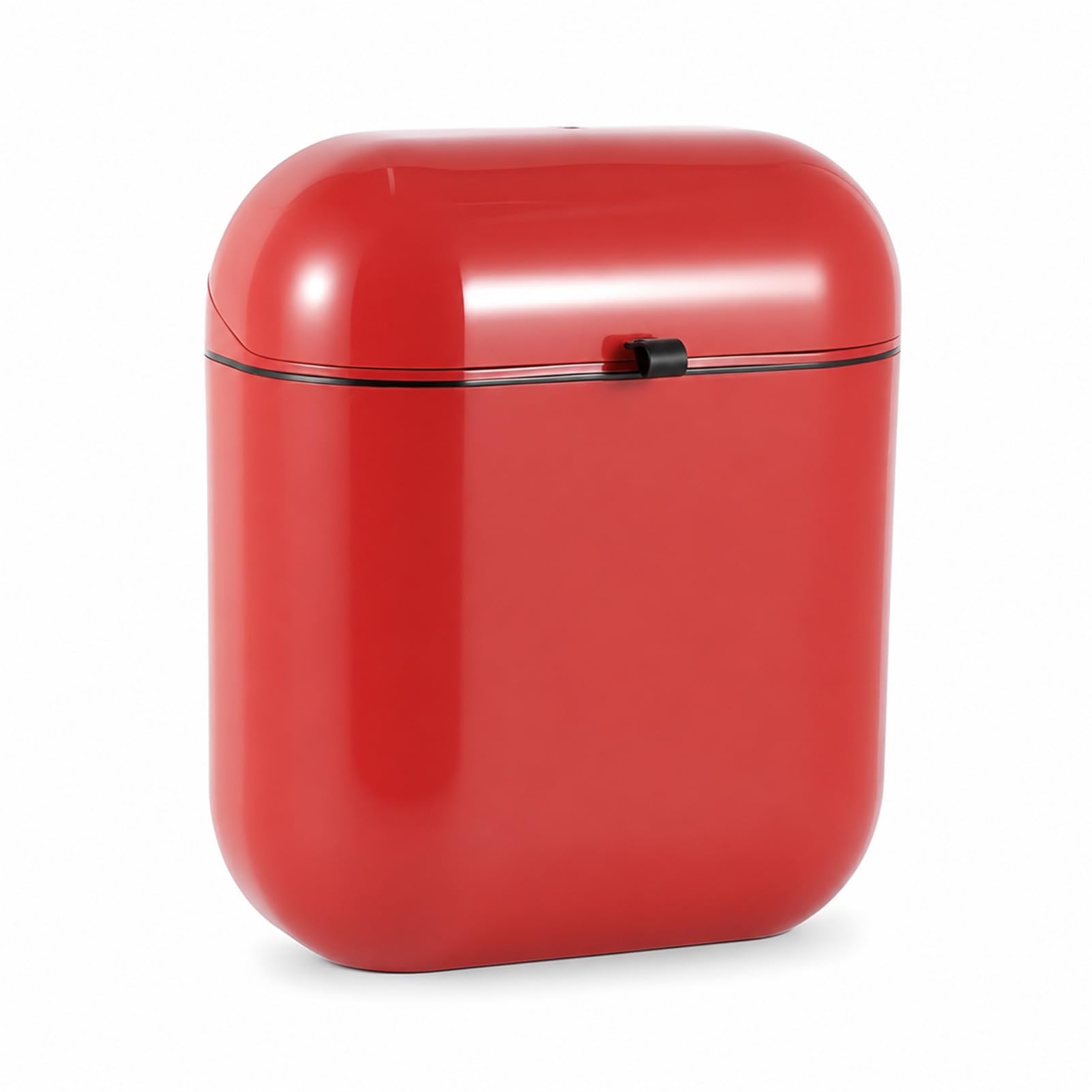 BREEZENEST Kitchen Wall-Mounted Trash Bin with Lid 12L No-Bend Hanging Waste Basket for Cabinet Door for Under Sink Bathroom Office Space-Saving Recycling Container with Odor-Control Seal Red