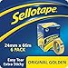 Price comparison product image Sellotape Original Golden, Multi-Purpose Clear Tape for Household Objects, Clear Packing Tape for Sticking Envelopes or Cards, Easy to Use Packaging Tape, 6 x 24 mm x 66 m