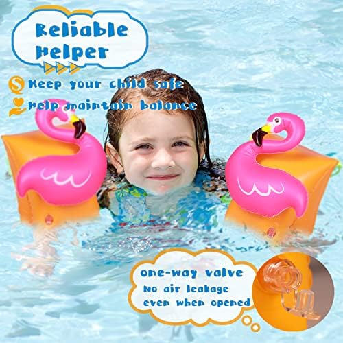 Flamingo Arm Bands for Kids - Inflatable Swimming Arm Bands, Suitable for Ages 3-6 up to 66lbs, PVC Material, Ideal Float Pool and Water Swim Training Aids for Babie