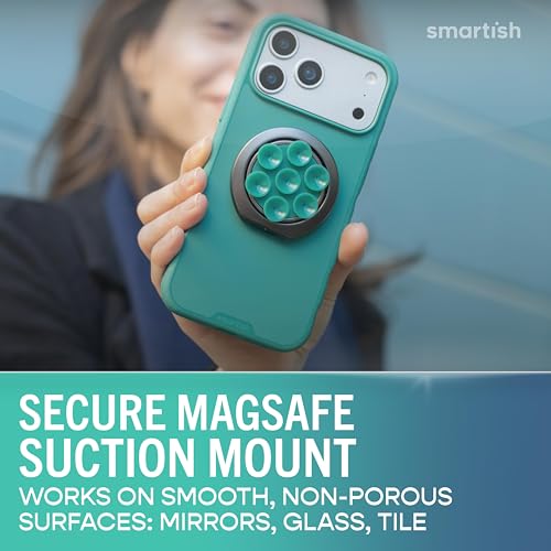 Image of Smartish MagSafe Suction Mount - WallFlower - 3 in 1 Reversible Magnetic Phone Grip Finger Loop, Suction Mount, Kickstand w /Universal MagSafe Adapter Kit for Apple iPhone - So Jaded