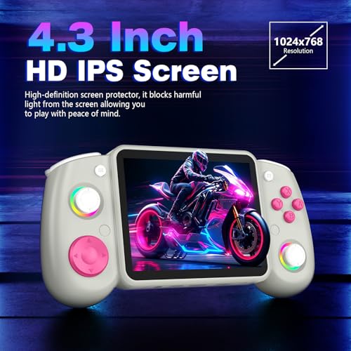 Image of RG43H Pro Retro Handheld Game Console, 4.3 Inch Retro Gaming Console with 4000mAh Battery, RK3562 Opensource Hand Held Games Console, EmuELEC&RGBOX Dual Systems Video Console, HDMI TV Output, Gray