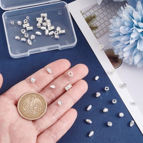 Cuentas espaciadoras de latón con baño de plata 925 para acabados de joyería 4