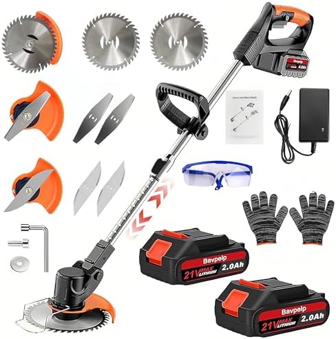 Akku-Rasentrimmer 21V Mit 4.0Ah Akku - Elektrischer Unkraut-Trimmer Mit 3 Klingen