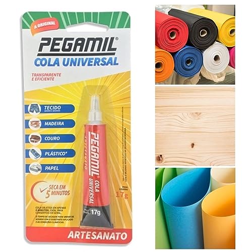 KIT 2 PEGAMIL 17G COLA UNIVERSAL ARTESANATO Feltro EVA Tecido Papel Madeira Couro Plastico