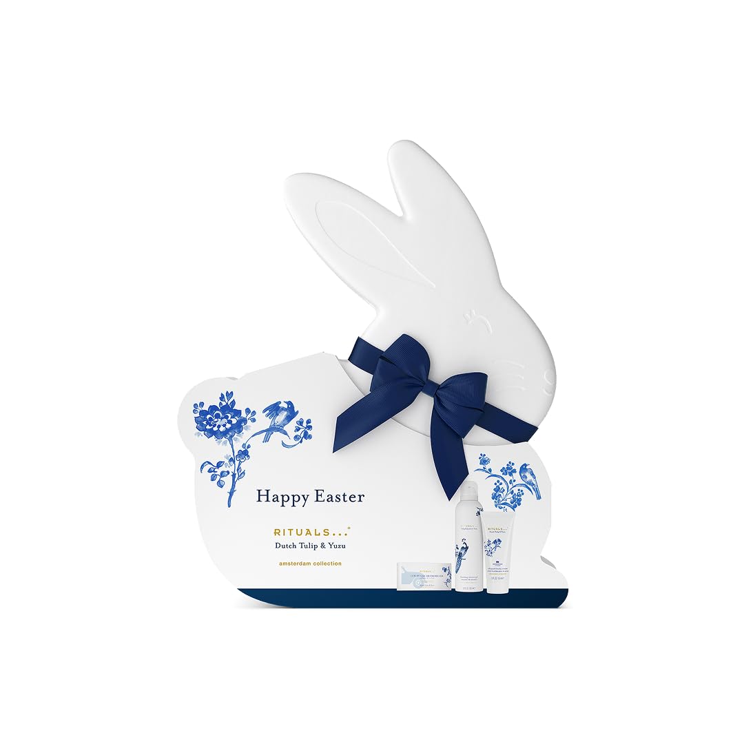 RITUALS Amsterdam Oster Geschenkset – Limitierte Hasenbox mit Duschschaum, Körpercreme & Auto-Lufterfrischer – Yuzu & Tulpe Duft