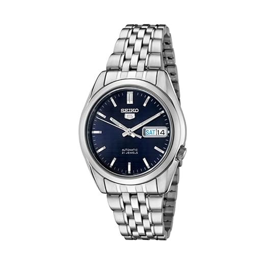SEIKO SNK355 Automatic Watch for Men 5-7S Collection - Stunning Silver Dial with Luminous Hands, Day/Date Calendar, Stainless Steel Case & Bracelet