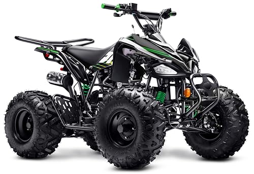 Seangles Gas 125cc ATV for Kids & Youth Age 10+ Gas Powered 4 Wheeler with Reverse & Headlights - Big Off-Road Tires (Black, Fully Assembled)