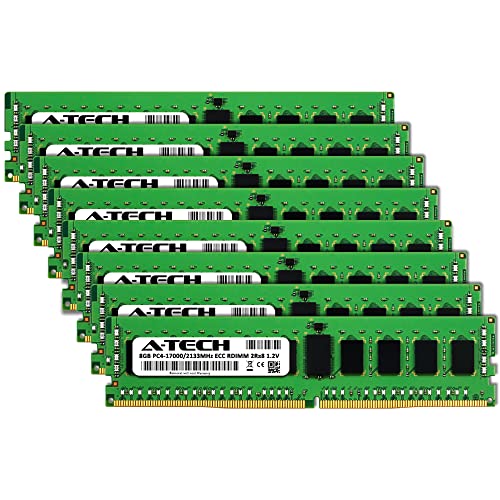 Image of A-Tech 64GB Kit (8x8GB) DDR4 2133MHz PC4-17000 ECC RDIMM 2Rx8 Dual Rank 1.2V ECC Registered DIMM 288-Pin Server & Workstation RAM Memory Upgrade Modules (A-Tech Enterprise Series)